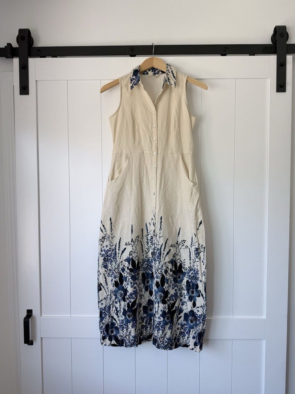 Linen Cotton Floral Midi Shirt Dress AND Anita Dongre Anthro Pockets Sz 2 UK 10